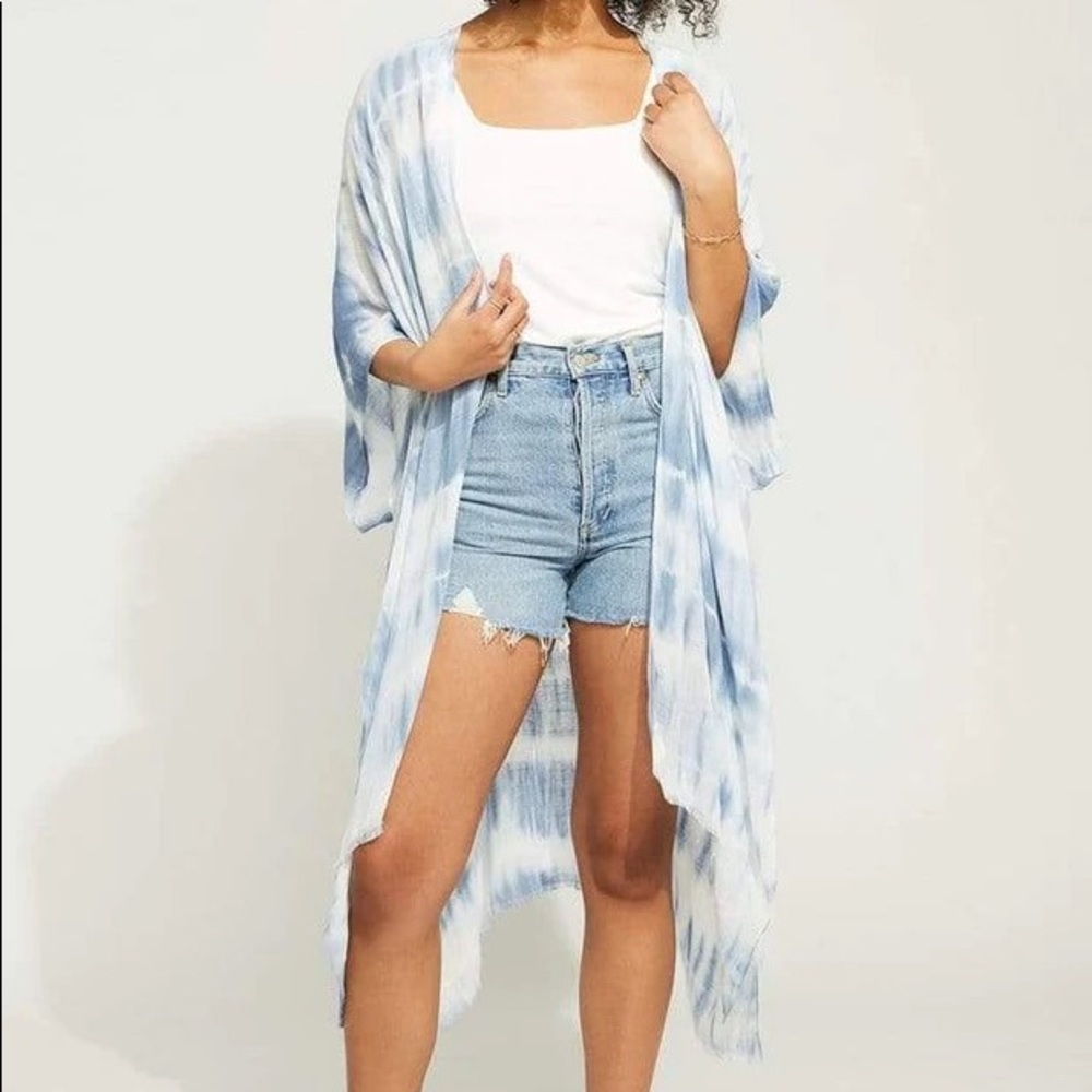 Blue and white tie dye shrug